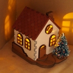 クリスマスLEDキャンドルハウス　エンジ屋根