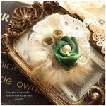 ＊革のお花とファーの３wayブローチ