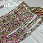 (E)☆ピンク系☆色ミックス☆2mm•ダイヤレーン☆長さ60cm☆シルバーコーティング♪再販