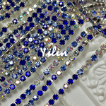 (B)☆ブルー系☆色ミックス☆2mm•ダイヤレーン☆長さ60cm☆シルバーコーティング