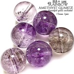 【レア石✧３種共生!!】レインボーアメシストクォーツ・AAA＋ランク✧【全石虹またはキラキラ結晶入り!!✧】約13〜13.5ｍｍ珠【１石】セット【ブラジル産】