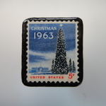 アメリカ　クリスマス切手ブローチ 3178