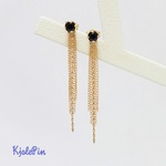 [14kgf]  black swarovski × 5goldchains