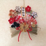 リース 正月 しめ縄 つまみ細工　縮緬細工　ハンドメイド インテリア タペストリー 和風ｂ