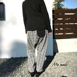 再販:)大人サイズ『グレンチェック』サルエルパンツ☆親子コーデ