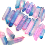【ピンクブルー】天然水晶 クリスタル 氷柱 穴開き ハンドメイド パーツ