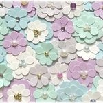 《パステル系ブルー＆パープルミックス》ストーン＆パール付きお花シール30枚セット