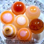 【天の眼をもつ石✧】赤天眼サードオニキス・AAAランク✧【極艶!! 天然発色と美模様✧】約８ｍｍ珠【３石】セット