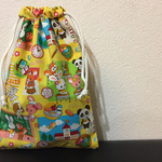 入園入学☆レトロアニマル×学校柄巾着☆給食袋