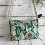 とってもシンプルポシェット＊ダブルフェイス 北欧の森の動物たち グリーン/太いストライプ モスグリーン＊