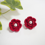 椿 〜つまみ細工ピアス&イヤリング〜