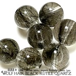 🎁【幻の黒ルチル!!】ウルフヘア ブラックルチルクォーツ・AAAA＋ランク✧【光り輝く漆黒針!! 極わずかな稀少石✧】約8.5〜9mm珠【１石】セット【ブラジル産】