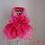 ☆彡passion pink系のガーター編み＆交差編みのCowl（段染めとぼかし）