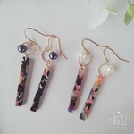 《再販 ×4》パール★べっ甲スティック(ピアス・イヤリング)