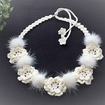 再・再販♪バニラホワイト　ミンクファーとお花のネックレス♪