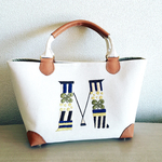 受注製作 四つ葉のクローバー イニシャル刺繍ハンドバッグ