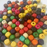カラフル キューブウッドビーズ 120個