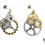 歯車ピアス ミックスカラー-a　Steampunk