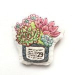 多肉寄せ植え刺繍ブローチ(チャーム変更可)