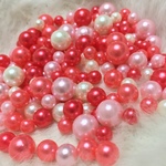 アウトレット大容量100ｇ☆穴なし☆樹脂パール☆ピンクミックス☆6.8.10mm