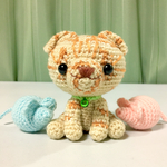猫のあみぐるみ＆手下のネズ公　＊スコティッシュフォールド - アイボリー＊ 