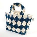 モロッカンポーチ     ネイビー    マチつき巾着ポーチ     サニタリーポーチ