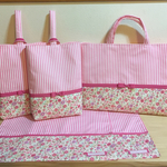 《akisne様追加オーダー品》花柄×ピンクストライプ♡リボンシューズバック《入園・入学》