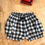 ベビー キッズ かぼちゃパンツ 80 ギンガムチェック ベージュ×黒 ポケット付き