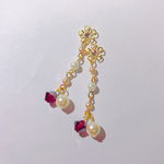 ☆シールピアス☆風にゆれるお花とパールのシールピアス