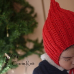 赤いとんがりボンネット クリスマス限定（Ｓ:4か月～１歳  / M:１～３歳）