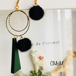 ウッドビーズ三角handmadeピアス/イヤリング🍁