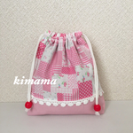【新作】コップ袋♡パッチワーク風＊レース