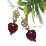 300円☆ハートレッド☆お花のピアス/イヤリング