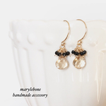 【14kgf】シャンパンクォーツ×ブラックスピネル＊ピアス