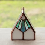  【受注制作品】[Church:ダークブルー] LED専用キャンドルホルダー・ステンドグラス