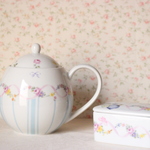 【チョコBOX付】フラワーメロディー♪お花とリボンのティーポット「ポーセラーツ」