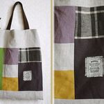 023☆彡色々リネンパッチA4が入るぺたんこミニトートバッグ＊約34cm×26cmリバーシブル＊サブバッグ＊お散歩に♪