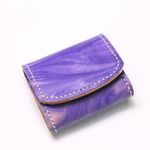 本革ハンドメイド　BOXコインケース マーブリング・パープル