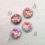 【再販×4】羊毛とフェルト花刺繍ヘアゴム or  ブローチ