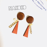 おおぶりウッドチェーンピアス