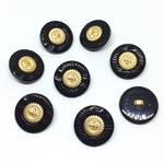 18mm　プラメタルボタン　8個　ブラック×ゴールド