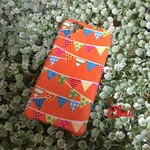 yariho10so様オーダー分 受注製作　カラフルガーランド　オレンジ　スマホケース 　