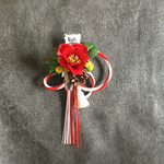 お正月の華やかなドア飾り miniしめ縄red×white