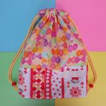 幼稚園グッズ☆黄色蝶と花ストライプのお着替え袋