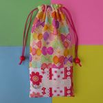 幼稚園グッズ☆黄色蝶と花ストライプのはし袋・カトラリーケース