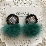 再販☺︎2WAY♡ブラックビーズ刺繍とグリーンミンクファー