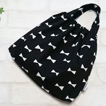 ゴムくち巾着☆おばあちゃんの知恵袋  モダンリボン  ブラック    