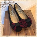 【S〜XL】3color チェックリボンバレエシューズ