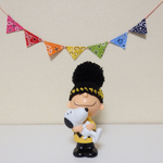 チャーリーブラウンカラー☺︎ニコちゃんパッチ付BIGポンポン★チャーリーニット帽