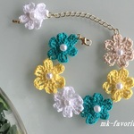 ￥感謝！値下げセール❁コットンレースの花・ブレスレット